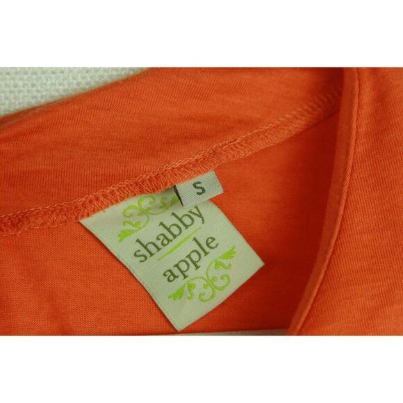 Shabby Apple Dress Small Women's Ruffle Polka Dot Orange Navy Blue Vintage Style - Picture 4 of 8